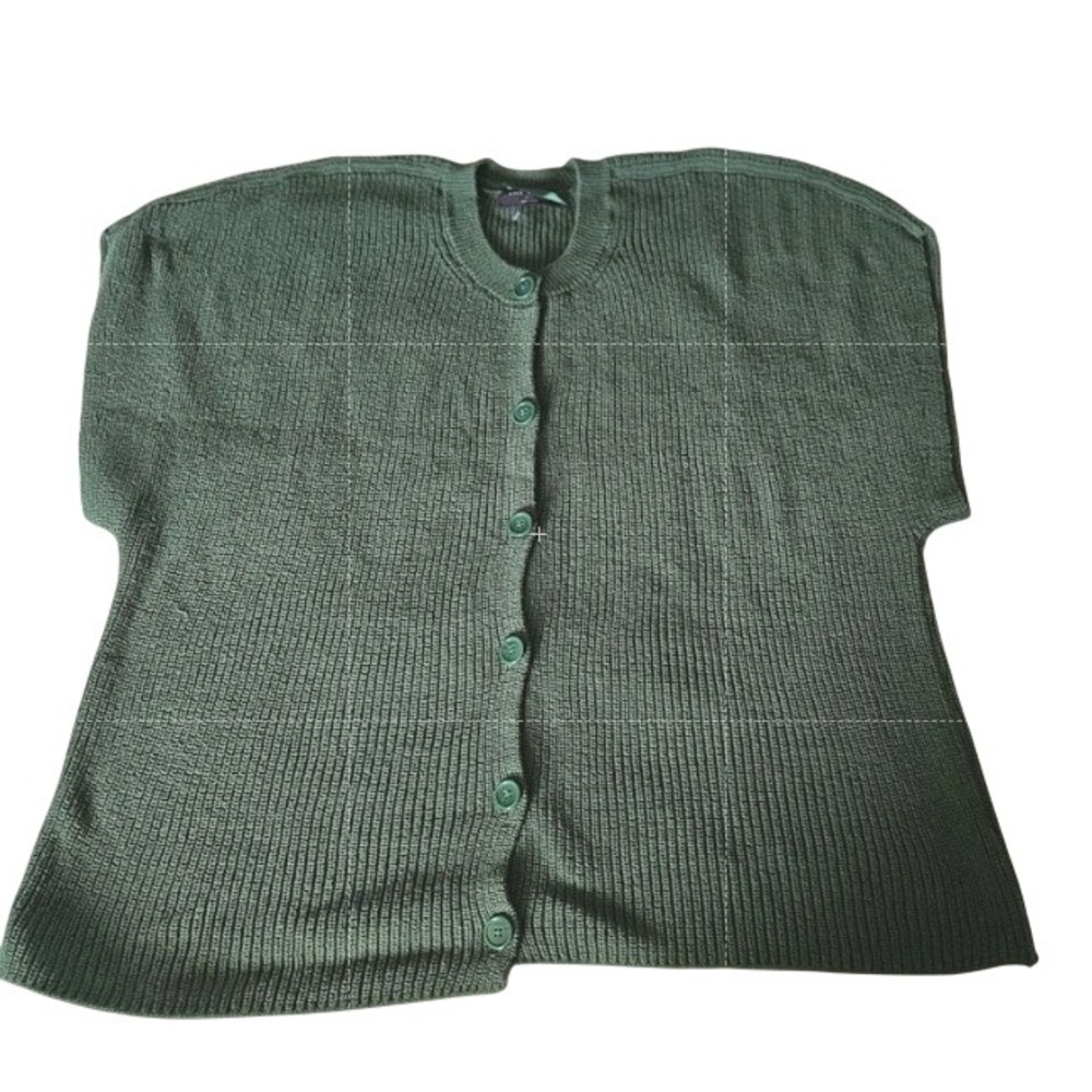Lane Bryant Olive Green Cap-Sleeve Sweater Cardigan Vest 22/24 Oversize Fall
